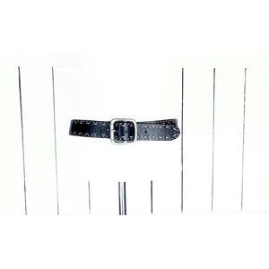 Black distressed leather cowboy western white stitched belt